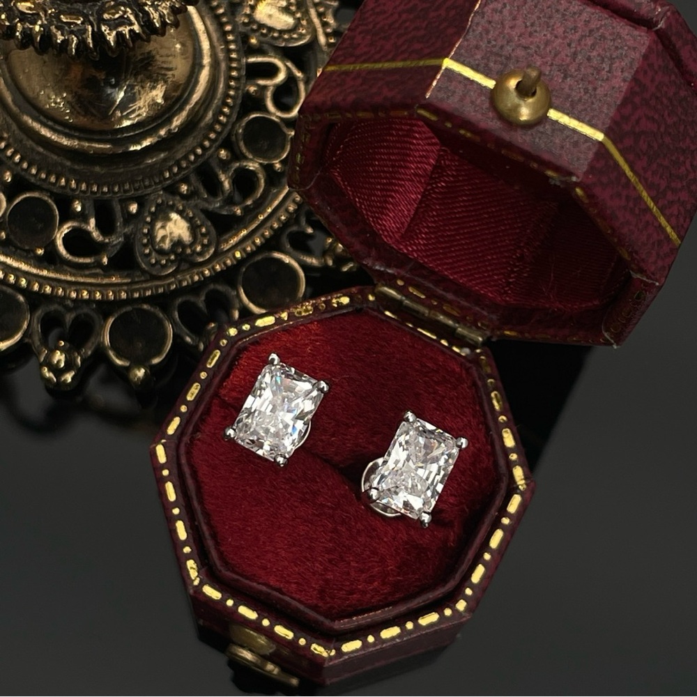 Emerald Cut Earrings on 925 Sterling Silver
